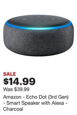 Best Buy Amazon - echo dot (3rd gen) - smart speaker with alexa - charcoal offer
