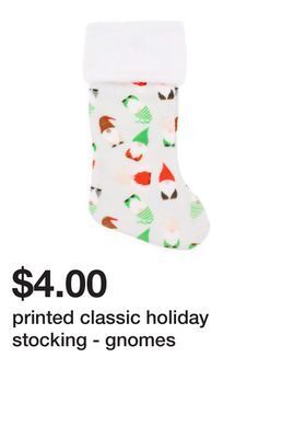 Five Below Printed classic holiday stocking - gnomes offer