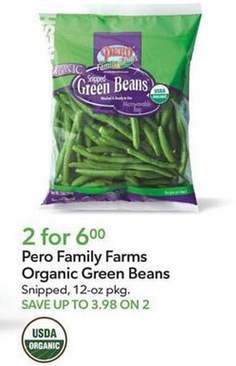 Publix Pero family Farms Organic Green Beans offer