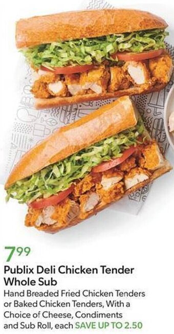 Publix Publix Deli Chicken Tender Whole Sub offer