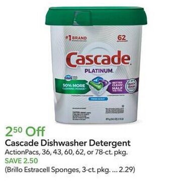 Publix Cascade Dishwasher Detergent offer