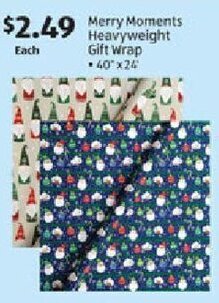 Aldi Merry Moments Heavyweight Gift Wrap offer