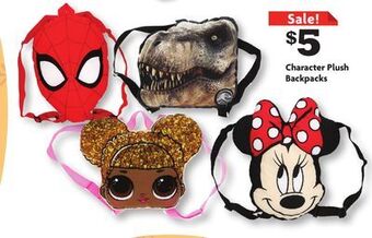 Family Dollar Character plush backpacks offer
