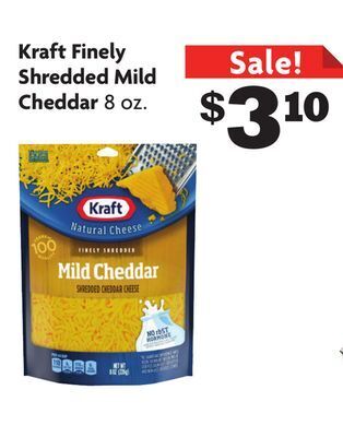 Family Dollar Kraft finely shredded mild cheddar offer