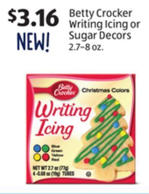 Aldi Betty crocker writing icing or sugar decors offer