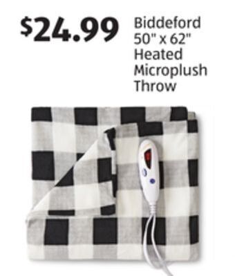 Aldi Biddeford 50" x 62" heated microplush throw offer