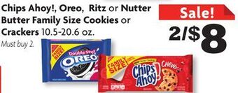 Family Dollar Chips ahoy!, oreo, ritz or nutter butter family size cookies or crackers offer