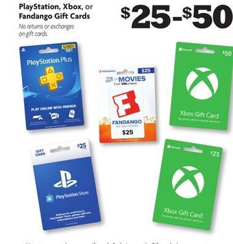 Family Dollar Playstation, xbox, or fandango gift cards offer