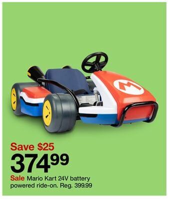 Target Mario kart 24v battery powered ride-on offer