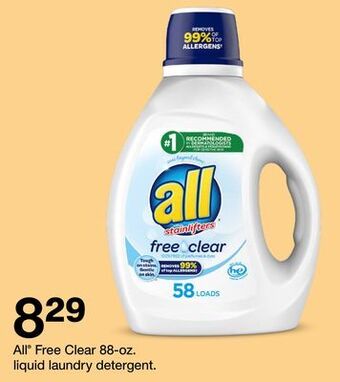 Target All® free clear 88-oz. liquid laundry detergent offer