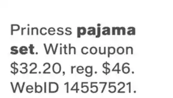 Macy's Ame big girls disney princess top and pajama, 2-piece set offer