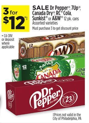 Dollar General Dr pepper®, 7up®, canada dry®, rc® cola, sunkist® or a&w® offer