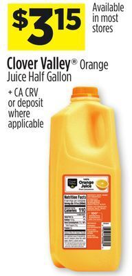 Dollar General Clover valley® orange juice offer