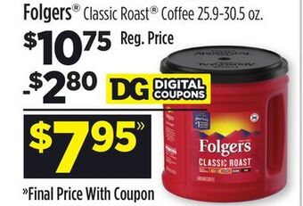 Dollar General Folgers® classic roast® coffee offer