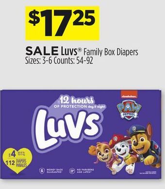 Dollar General Luvs® family box diapers offer
