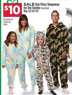 Dollar General One piece sleepwear for the family offer