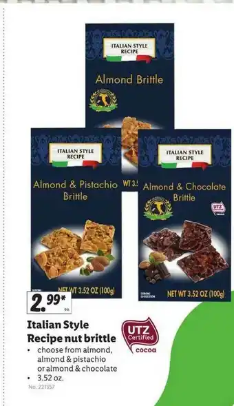 Lidl Italian Style Recipe Nut Brittle offer