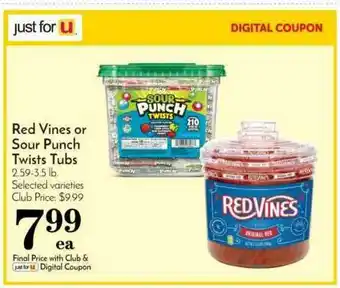 Pavilions Red Vines Or Sour Punch Twists Tubs offer