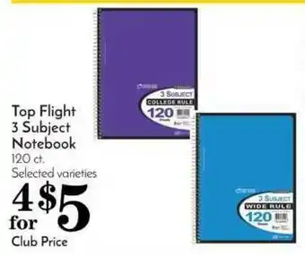Pavilions Top Flight 3 Subject Notebook offer