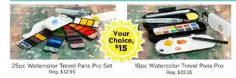 25pc Watercolor Travel Pans Pro Set Or 18pc Watercolor Travel Pans Pro