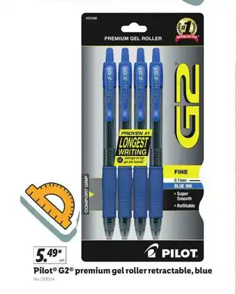 Lidl Pilot® G2® Premium Gel Roller Retractable, Blue offer