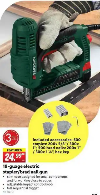 Lidl Parkside 18-Guage Electric Stapler-Brad Nail Gun offer