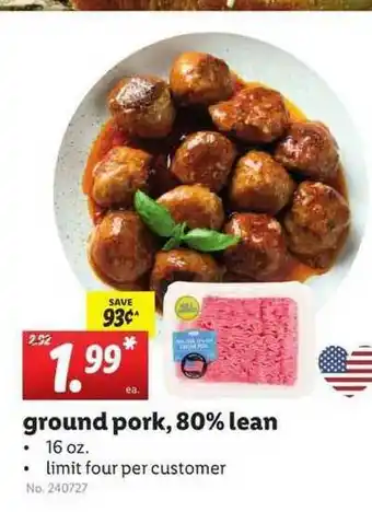 Lidl Ground Pork, 80% Lean offer