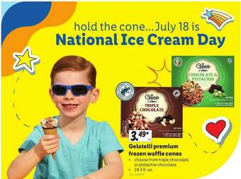 Lidl Gelatelli Premium Frozen Waffle Cones offer
