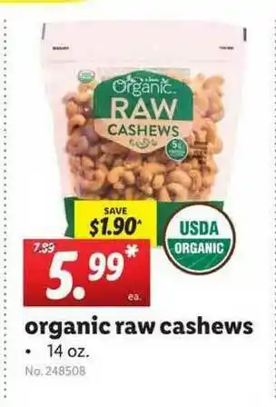 Lidl Organic Raw Cashews offer