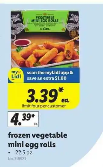 Lidl Frozen Vegetable Mini Egg Rolls offer
