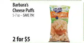 Market of Choice Barbara's Cheese Puffs 5-7 Oz offer