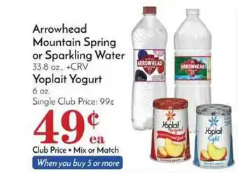 Pavilions Arrowhead Mountain Spring Or Sparkling Water, Yoplait Yogurt offer