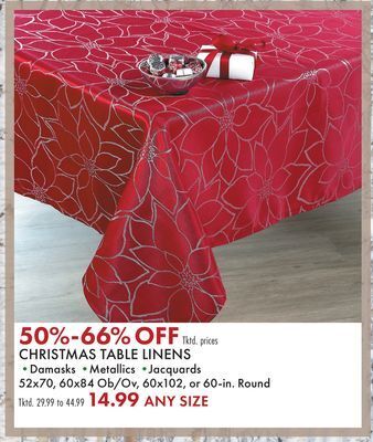 Boscov's Christmas table linens offer