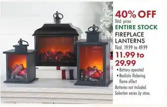 Boscov's Entire stock fireplace lanterns offer