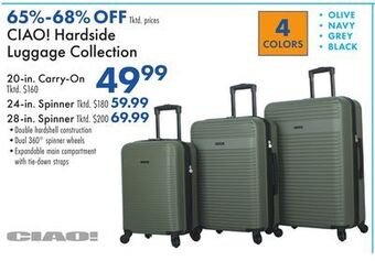 Boscov's Ciao! hardside luggage collection offer