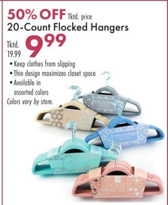 Boscov's 20-count flocked hangers offer