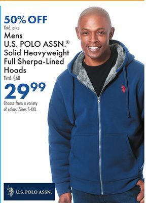 Boscov's Mens u.s polo assn. ® solid heavyweight full sherpa-lined hoods offer