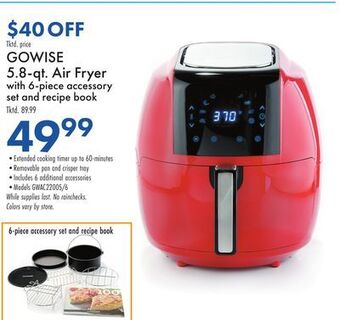 Boscov's Gowise 5.8-qt. air fryer with 6-piece accessory set offer