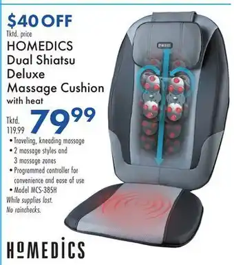 Boscov's Homedics dual shiatsu deluxe massage cushion with heat offer