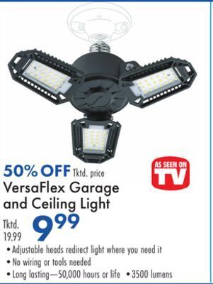 Boscov's Versaflex garage and ceiling light offer