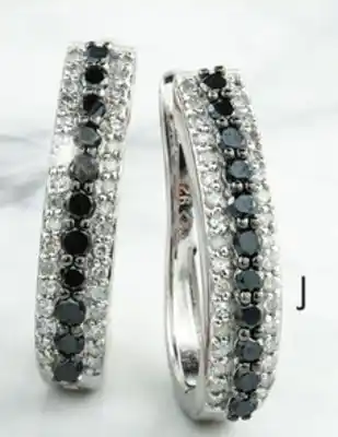 Boscov's 3/4 cttw. black diamond hoop earrings offer