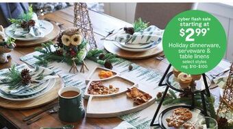 JC Penney Holiday dinnerware, serveware & table linens offer