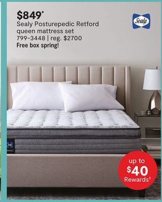 JC Penney Sealy posturepedic retford queen mattress set offer