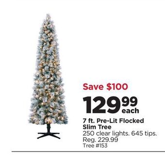 Michaels 7 ft. pre-lit flocked slim tree offer