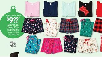 JC Penney Women's sleep chic separates offer