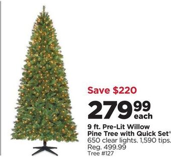 Michaels 9 ft. pre-lit willow pine tree with quick set offer