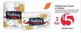 Safeway Holiday Paper Towels or Napkins offer