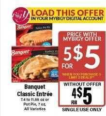Big Y Banquet classic entrée offer