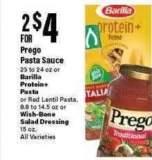 Big Y Prego pasta sauce or barilla protein+ pasta or wish-bone salad dressing offer