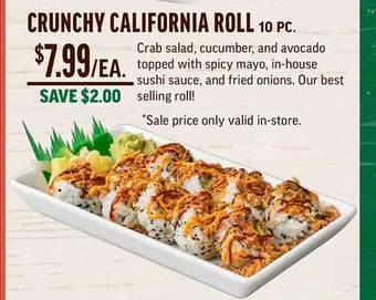 Central Market Crunchy california roll offer